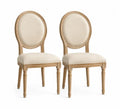 Set aus 2 Esszimmerstühlen aus Eiche und Leinen in Beige