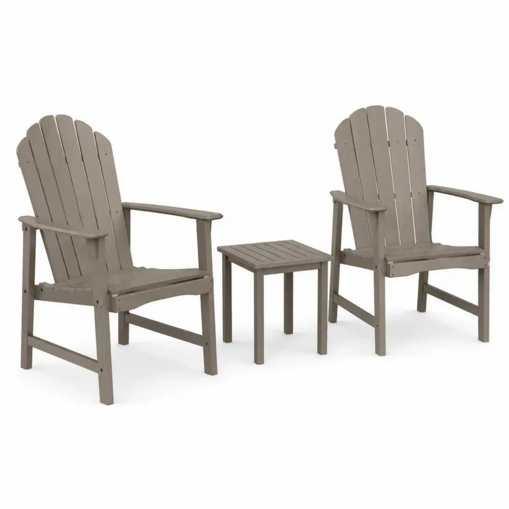 Gartenmöbel Set 2 Sessel und Tisch Holz Grau