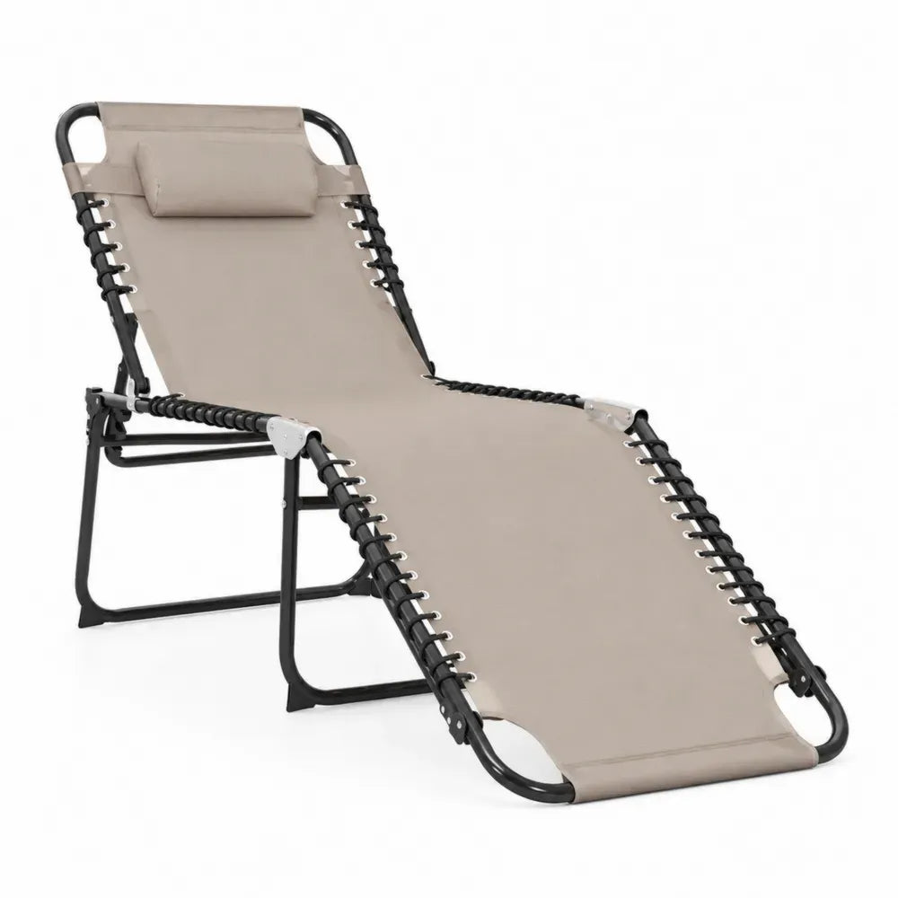 Liegestuhl aus Stahlrahmen und Polyesterbezug Beige 190 cm