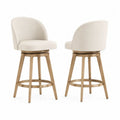 2er Set Barhocker Drehbar Holzgestell Polyester Creme 102 cm