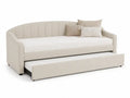Schlafsofa Tagesbett Stoff Beige 200x90 cm mit Ausziehbett