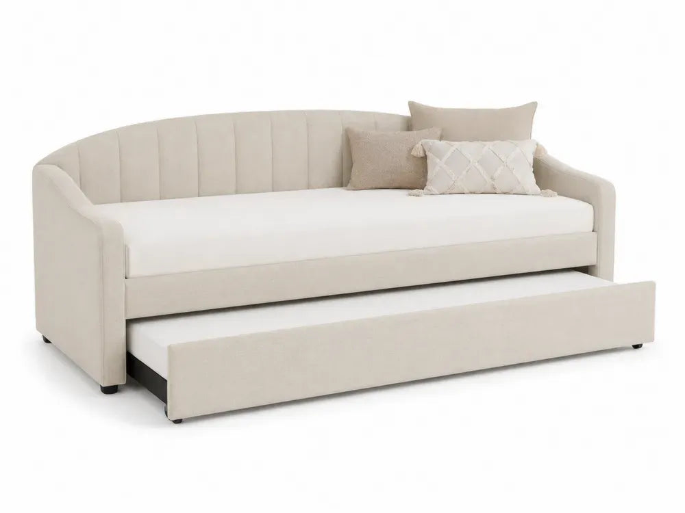 Schlafsofa Tagesbett Stoff Beige 200x90 cm mit Ausziehbett