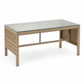 Rechteckiger Rattan-Gartentisch mit Glasplatte 120x60x45cm