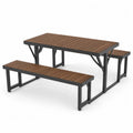 Gartentisch-Set Rechteckig Stahl Kiefernholz Braun/Schwarz