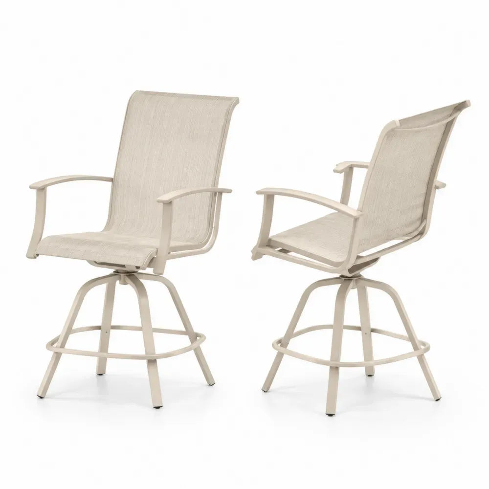 2er Set Gartenstühle Aluminium Textilene Creme