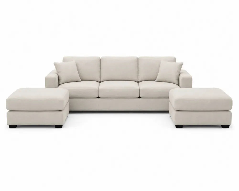 Modulares Sofa-Set Stoff Beige mit 3-Sitzer und 2 Ottomanen