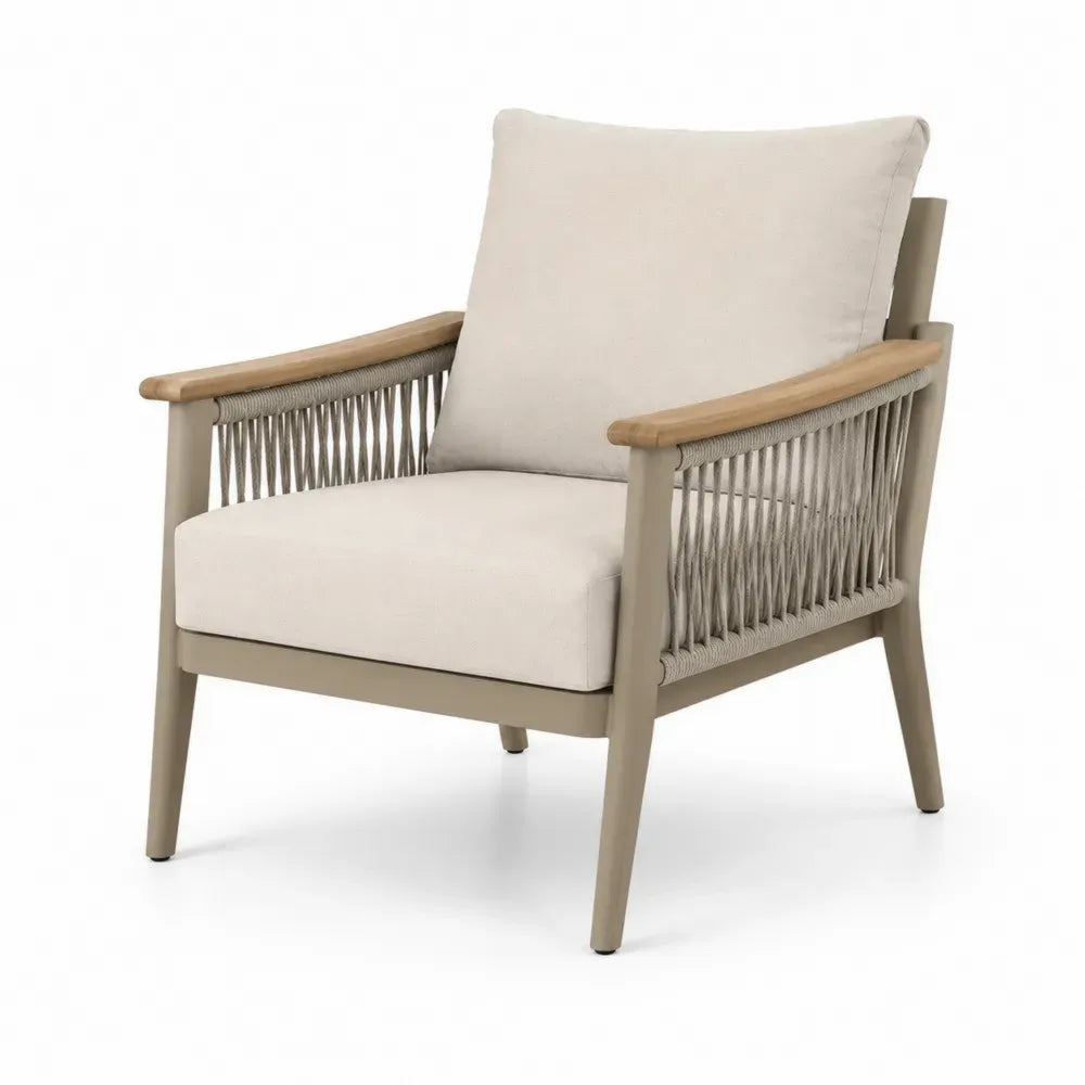 Outdoor-Stuhl Aluminium Eukalyptus Polyester Beige