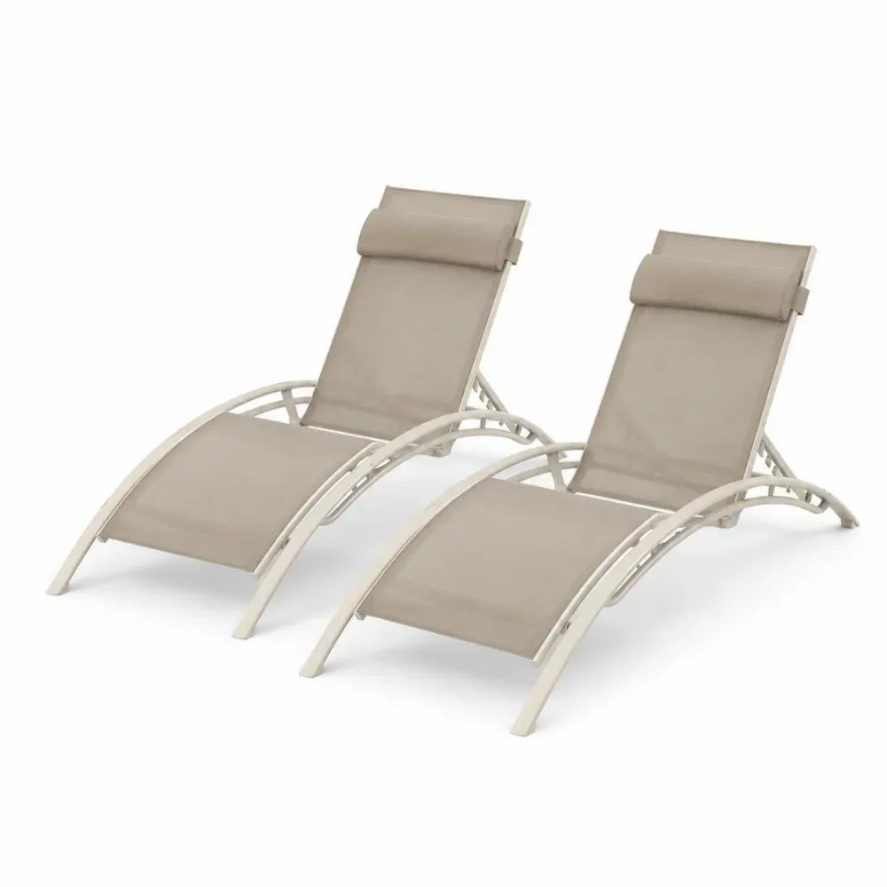 2er-Set Gartenliegen Aluminium Textilene Taupe