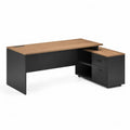 L-förmiger Schreibtisch MDF Schwarz Eiche 180cm mit 2 Schubladen