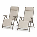 2-teilige Gartenliegestuhl Set Stahl Textilene Beige