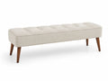 Polsterbank Beige Polyester mit Massivholzbeinen 120 cm
