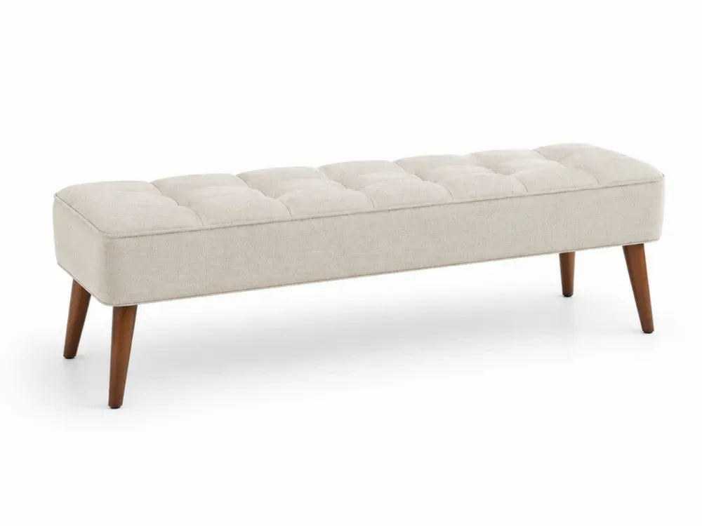 Polsterbank Beige Polyester mit Massivholzbeinen 120 cm