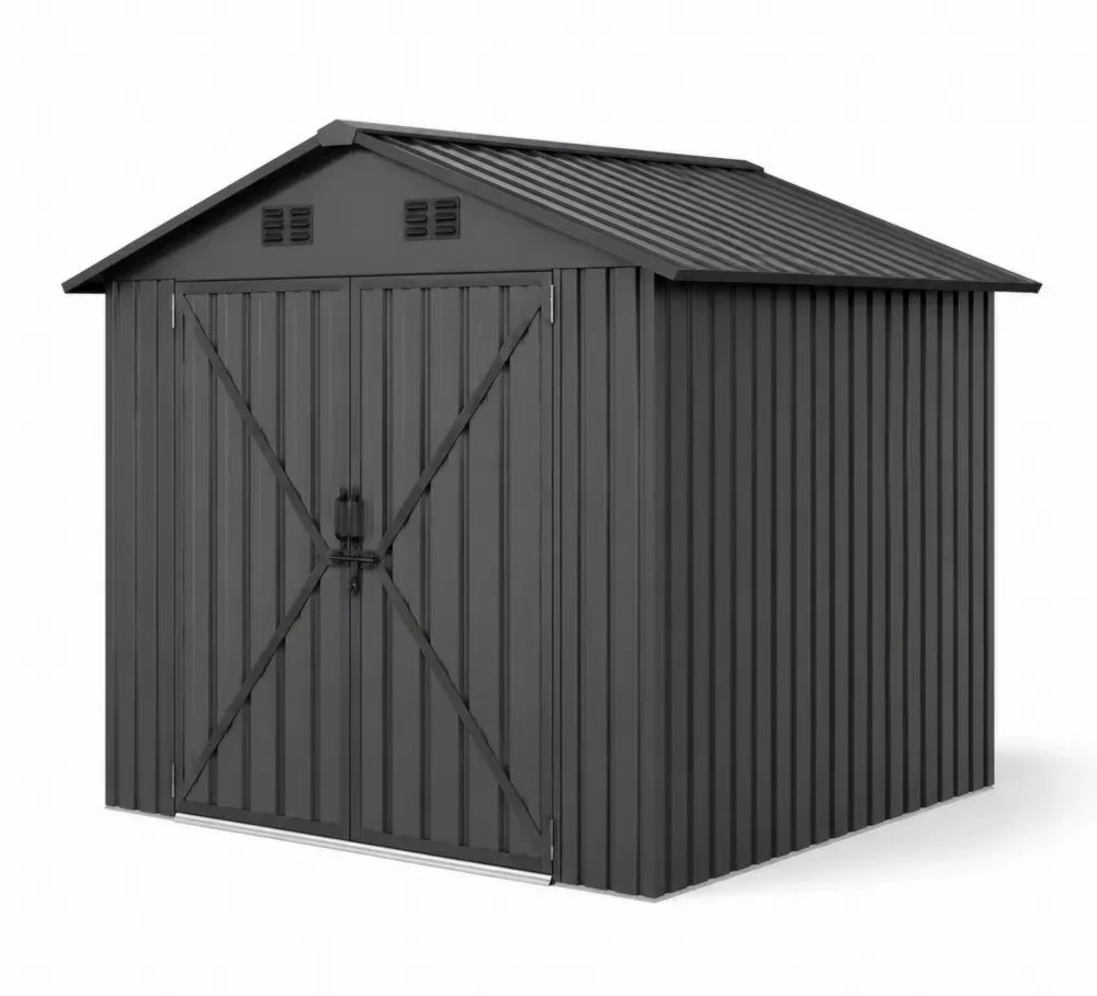 Metall Gartenhaus aus verzinktem Stahl dunkelgrau 213 cm x 127 cm x 185 cm