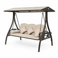 Metall-3-Sitzer Gartenschaukel mit Polyester-Dach Beige