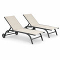 2er-Set Sonnenliegen Aluminium Textilen Beige 200x65 cm