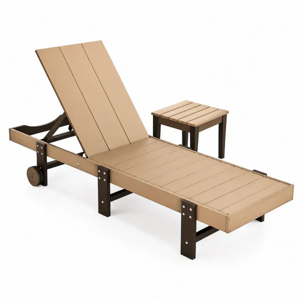 Gartenliege Set verstellbar Braun Aluminium Holz-Kunststoff-Verbundmaterial