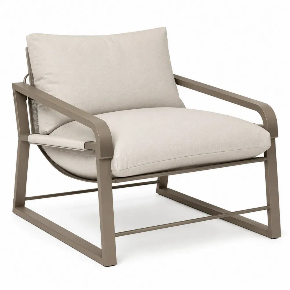 Aluminium Outdoor-Stuhl Beige mit Kissen