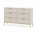 Kommode mit 6 Schubladen, MDF, Metallgriffe, Beige