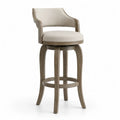 Drehbarer Barhocker aus Holz mit Polyesterbezug Beige