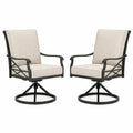 2er Set Drehbare Gartenstühle Stahlrahmen Beige Polster
