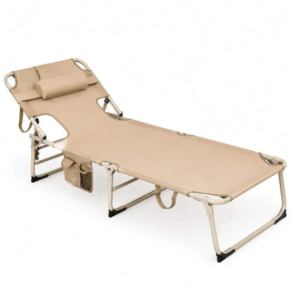 Gartenliege Beige Aluminiumrahmen Klappbar