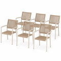6er Set Gartenstühle aus Metall und Polyesterseil Beige