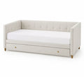 Tagesbett aus Holz und Polyester mit Schublade 200x90cm Creme
