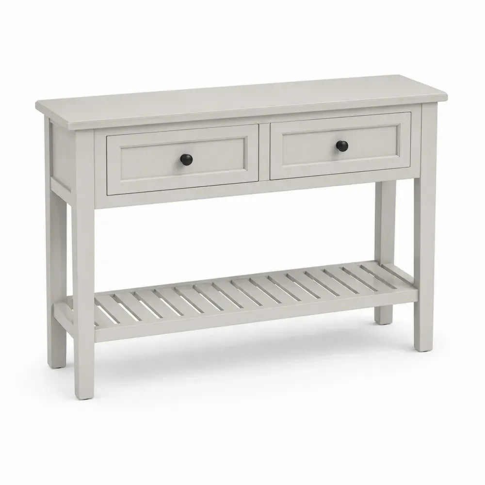 Konsolentisch Massivholz Grau mit 2 Schubladen 102x33x79 cm