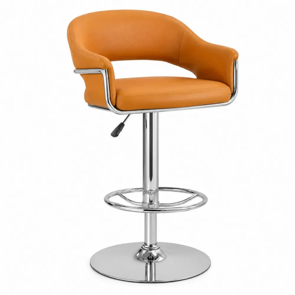 Barhocker höhenverstellbar Kunstleder Chromrahmen Orange
