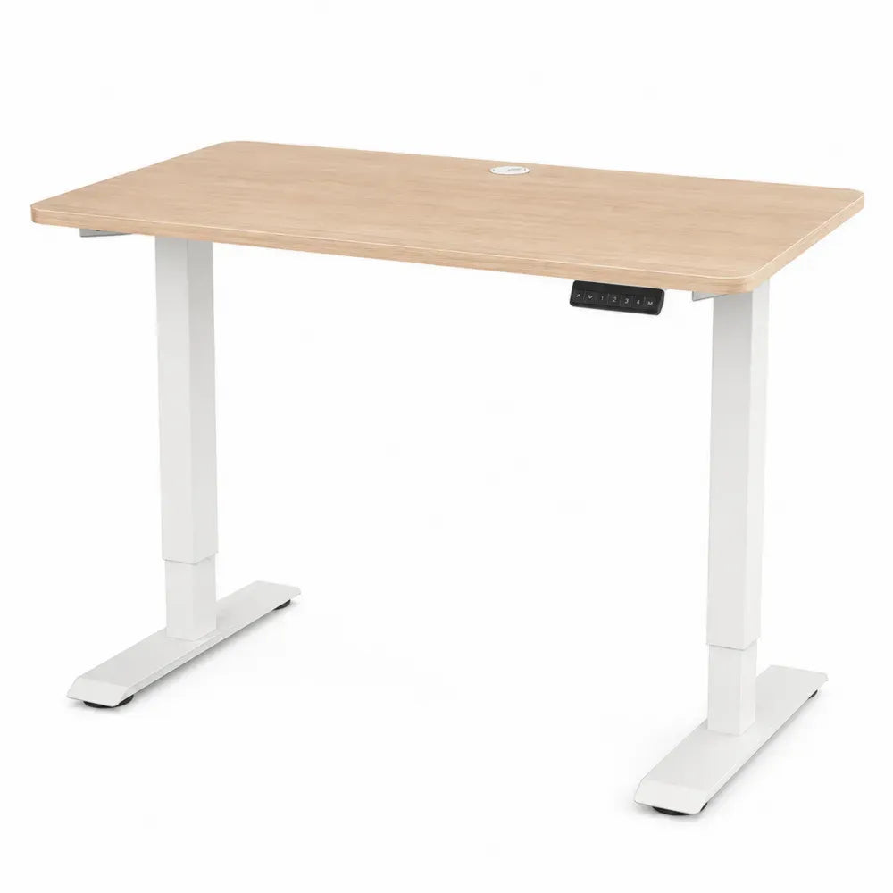 Elektrisch höhenverstellbarer Schreibtisch Eichenfurnier Stahl 120x60 cm