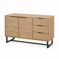 Sideboard aus MDF mit Eichenfurnier und Metallrahmen, 120x40x80cm