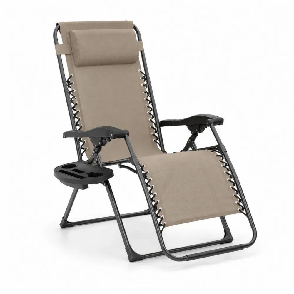 Verstellbarer Gartenstuhl Stahl Textilene Beige