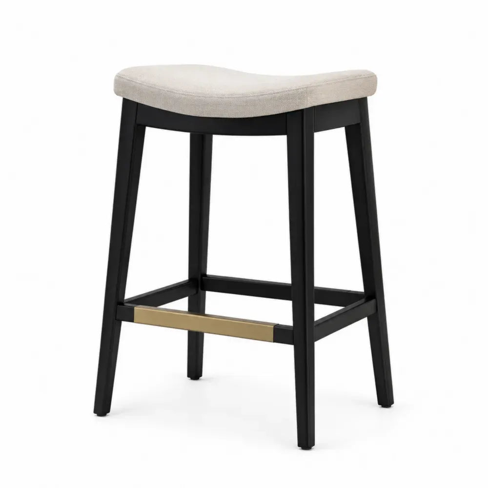Holz-Barhocker mit Polyesterpolsterung Schwarz 74 cm