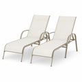 2-teiliges Gartenliegeset Aluminium Beige Weiß Textilen