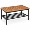 Gartentisch Rechteckig Akazienholz 120x60x45 cm Pulverbeschichteter Stahlrahmen