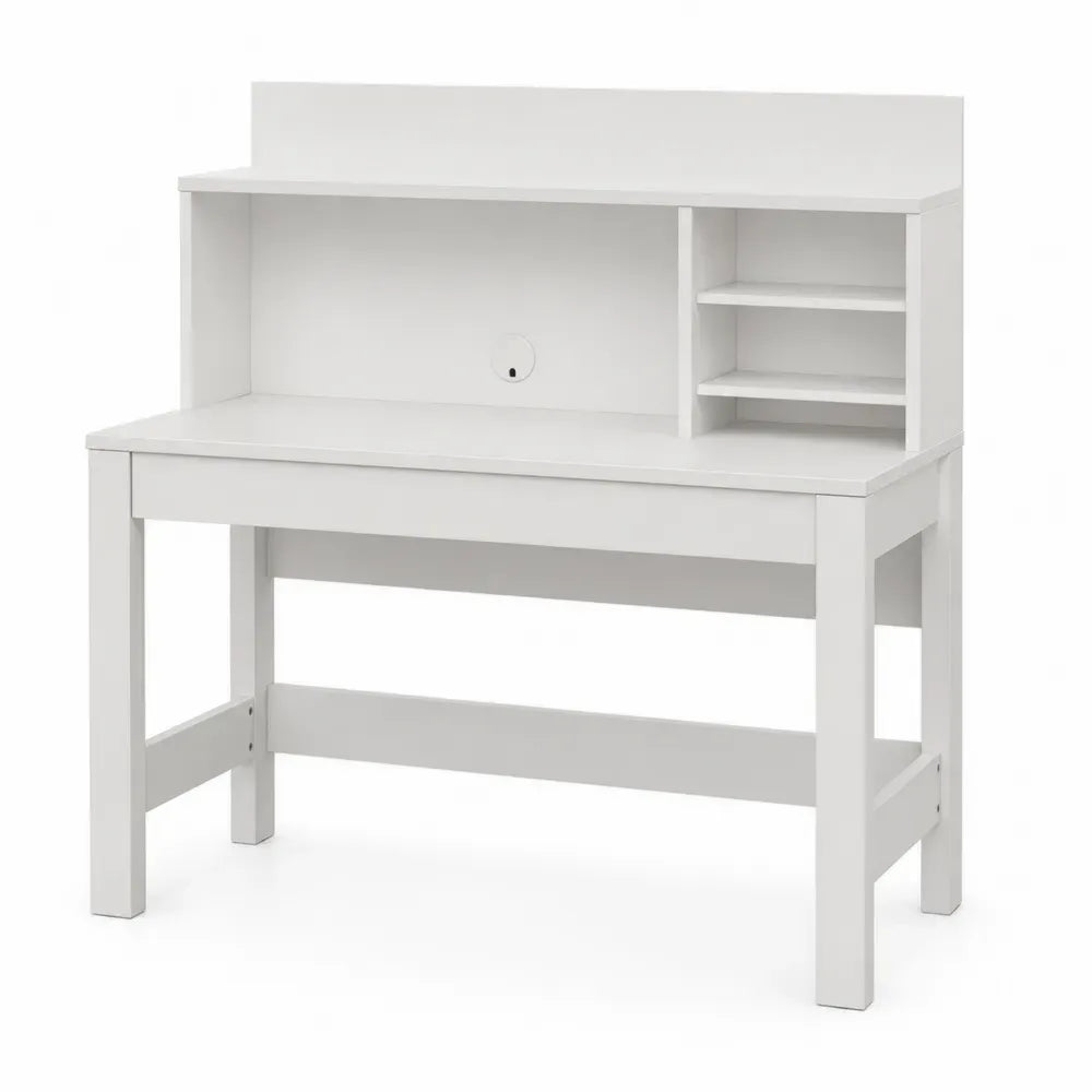 Weiße Schreibtisch mit Regalaufsatz aus MDF