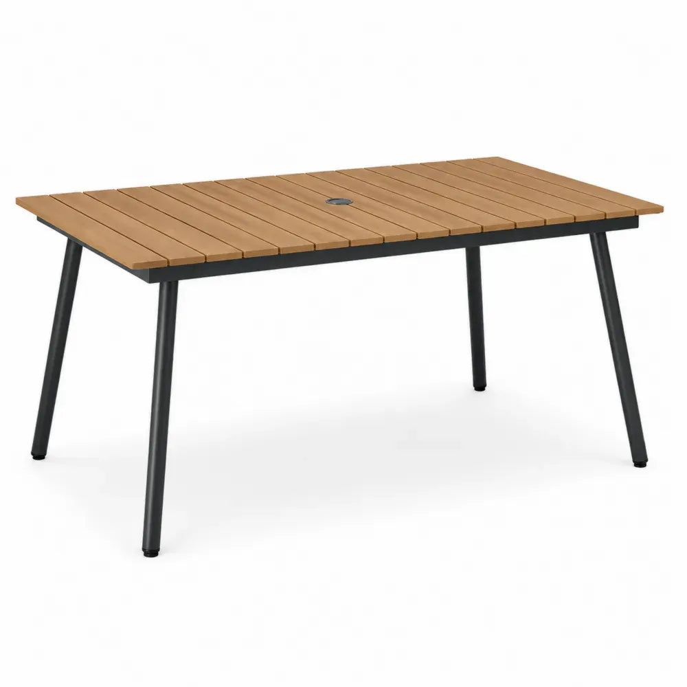 Rechteckiger Gartentisch Aluminium und Holzoptik 160x90x75 cm