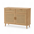 Sideboard aus Eichenholz mit Rattantüren