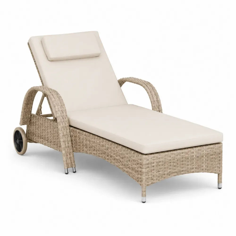 Gartenliege aus Polyrattan mit Polyesterkissen Verstellbar 200x70x35 cm