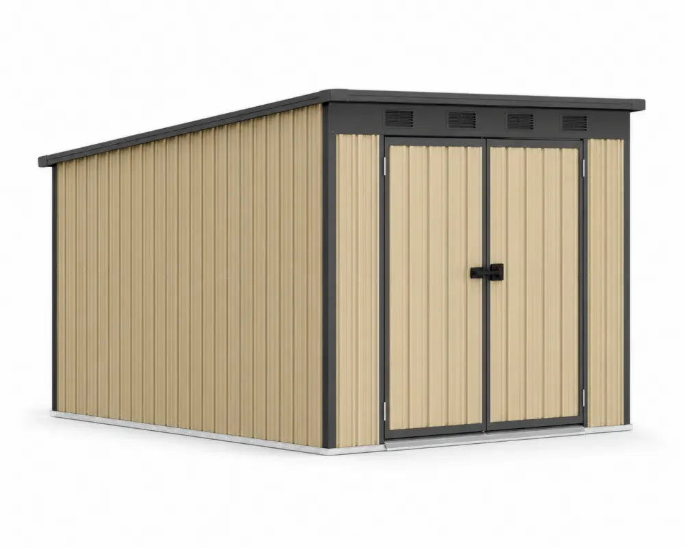 Metall Gartenschuppen Beige Dunkelgrau 270x150x180cm