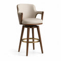 Barhocker Drehbar Walnussholz Beige Polyester