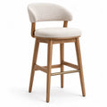Barhocker mit Rückenlehne aus Stoff Beige und Eiche