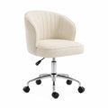 Bürostuhl Beige Polyester Metall Höhenverstellbar
