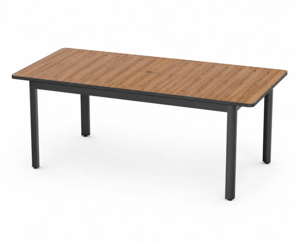 Rechteckiger Tisch aus Aluminium und Teakholz für den Außenbereich