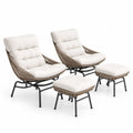 Gartenmöbel Set aus Polyethylen Rattan, 2 Stühle mit Hocker, Stahlrahmen