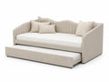 Polster-Tagesbett mit Ausziehbett Beige 200x90 cm