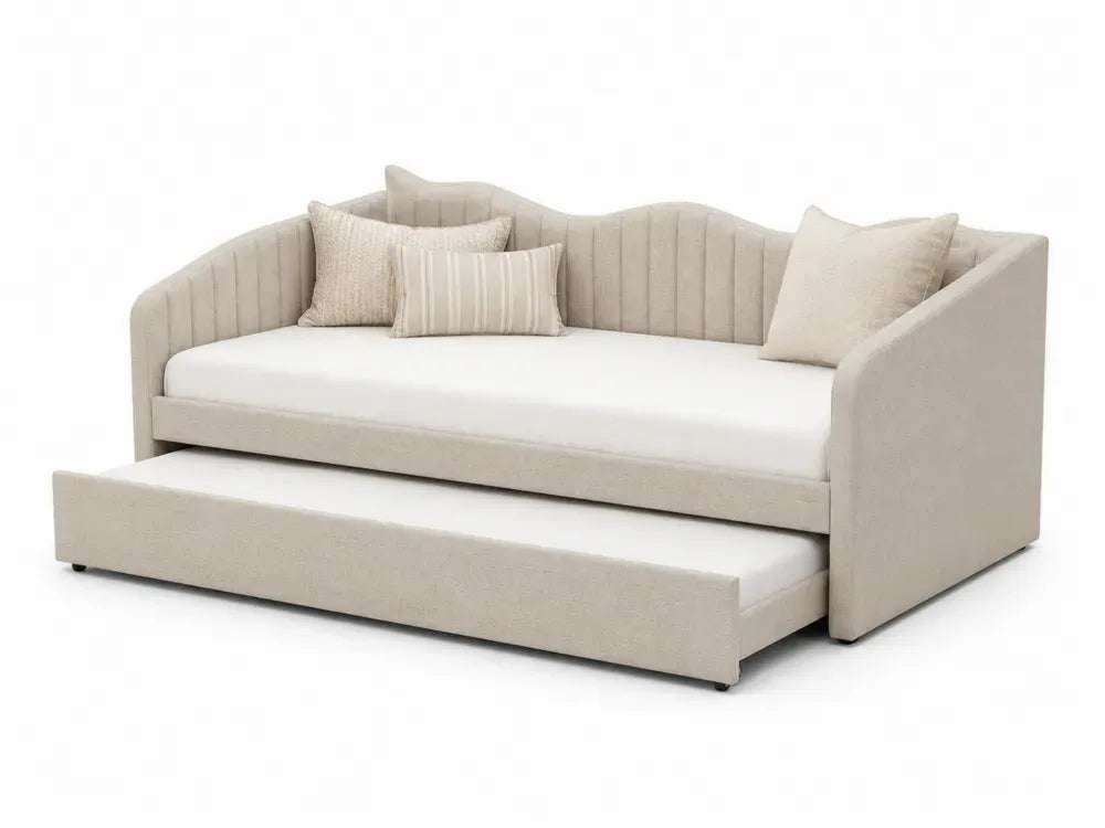 Polster-Tagesbett mit Ausziehbett Beige 200x90 cm
