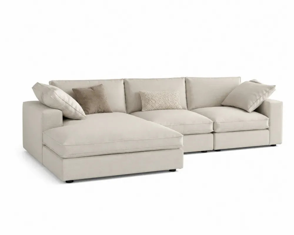 Modulares Sofa Beige L-Form Baumwolle-Leinen 300x150x85 cm