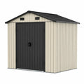 Metallischer Gartenschuppen aus verzinktem Stahl Beige/Schwarz 210x180x195 cm