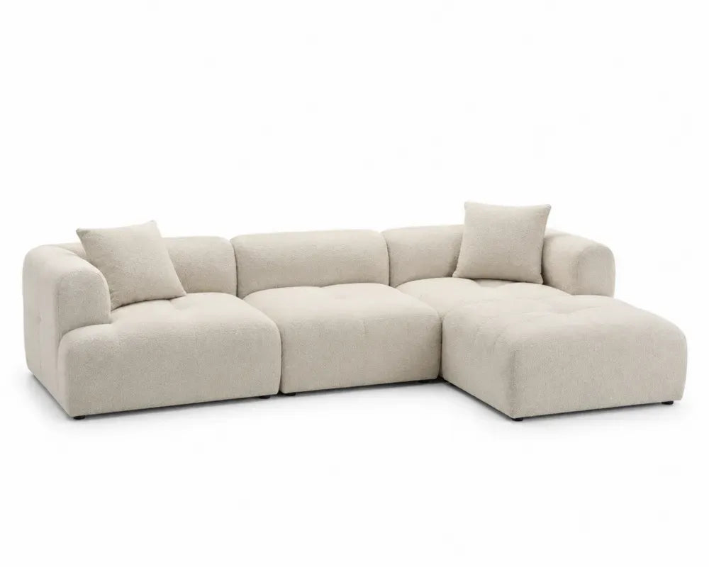 Ecksofa Bouclé Stoff Beige 300cm